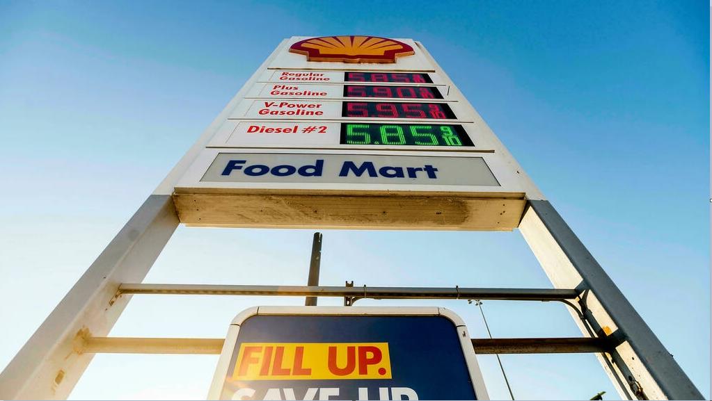 11 月 22 日，旧金山壳牌加油站汽油价格表