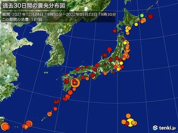 过去一个月，全日本几乎都遭受过震级大大小小不等的地震袭击