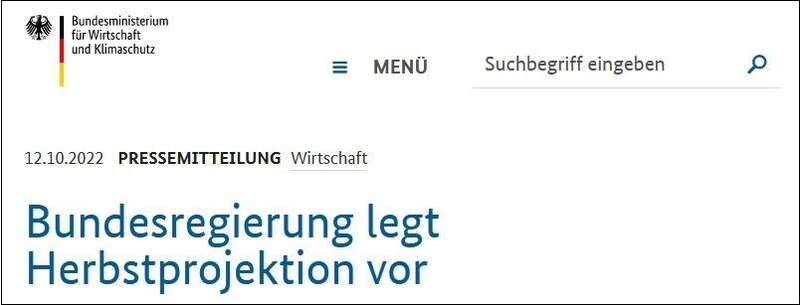 德国经济部在官网上公布的秋季经济预测报告