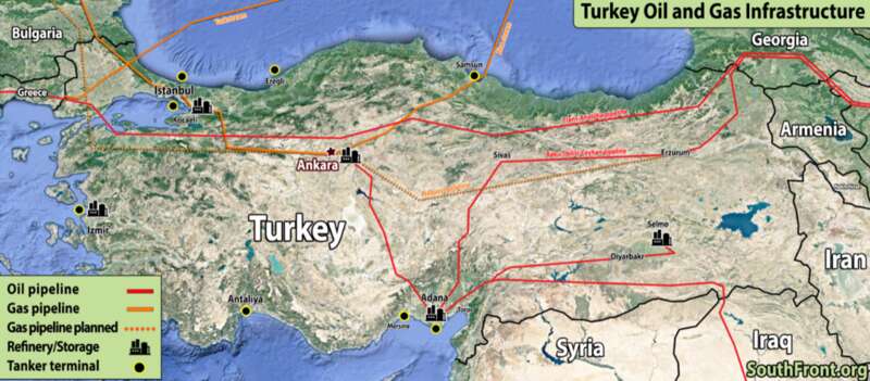 欧亚交界处大量重要的油气管线都经过土耳其。目前，土耳其哈塔伊省的一个天然气运输管道已经发生爆炸 ...