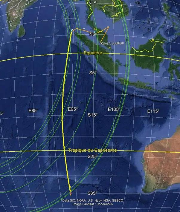 重建的MH370飞行路径
