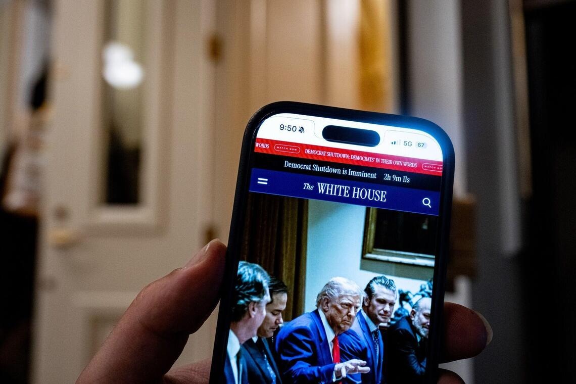 美国联邦政府停摆前夕，白宫网站上出现了政府停摆的倒数计时